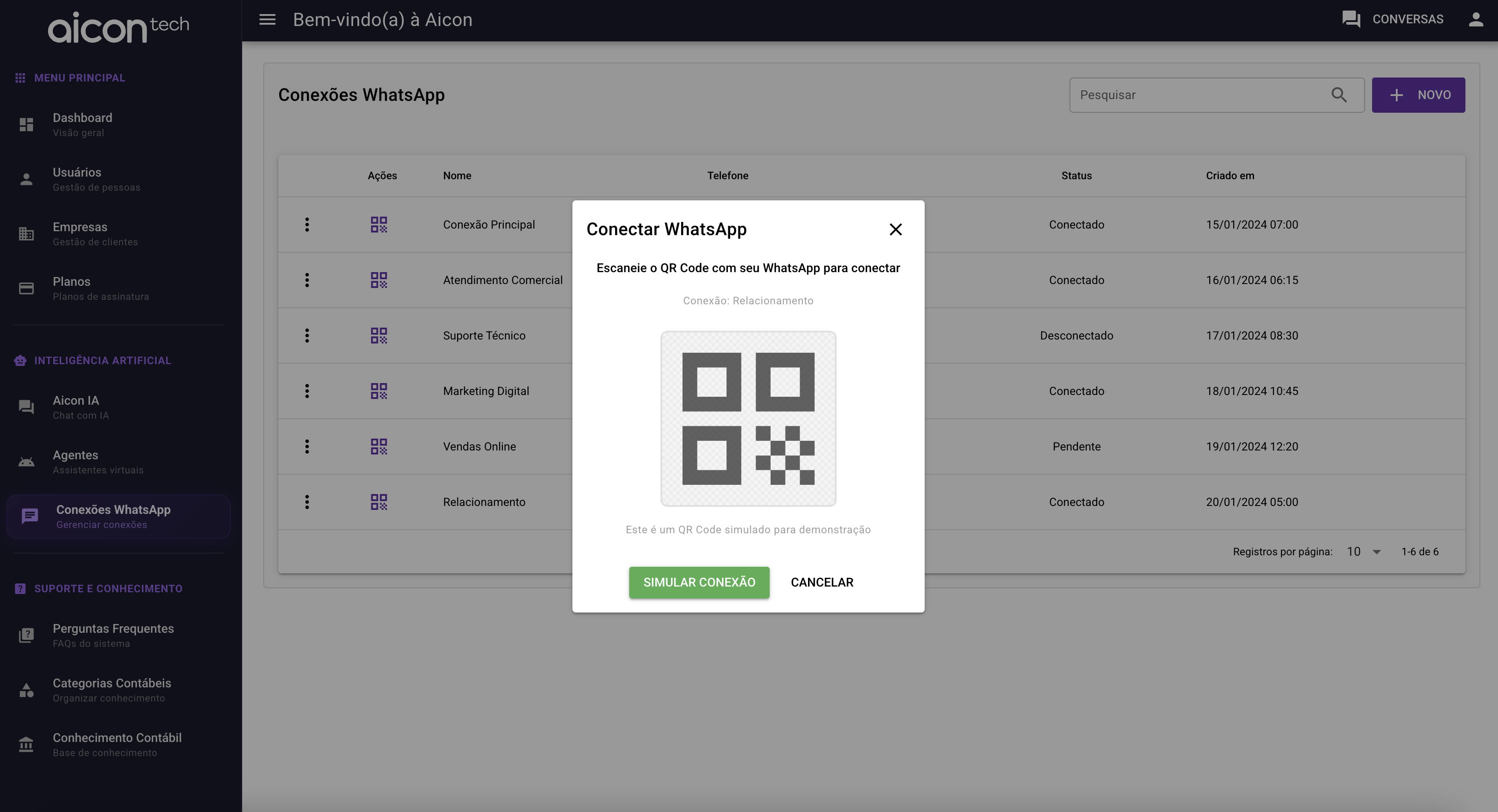 Chatbot atendendo cliente automaticamente